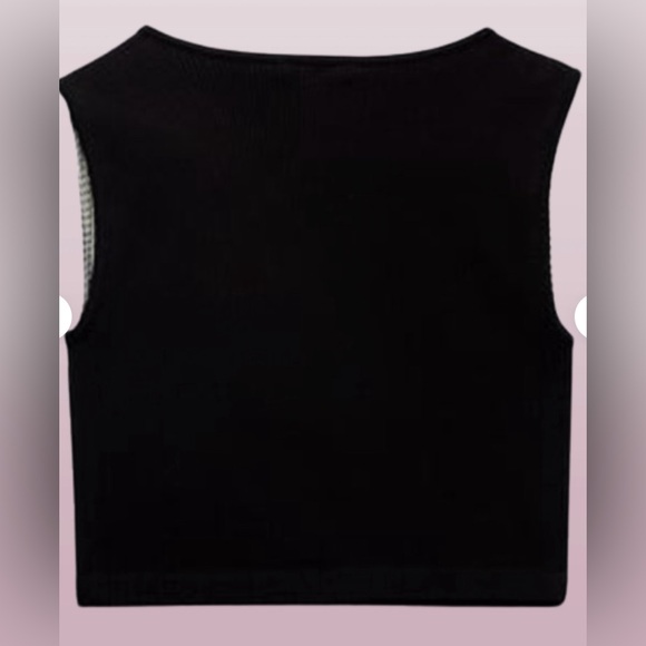 ZARA fringed seamless rhinestone black crop top size extra small/small - Picture 7 of 14